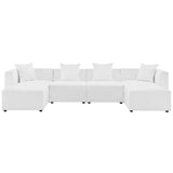 Heath 6-Piece Outdoor Patio Upholstered Sectional Sofa in White