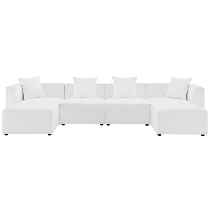 Saybrook 6-Piece Outdoor Patio Upholstered Sectional Sofa by Furniture For America