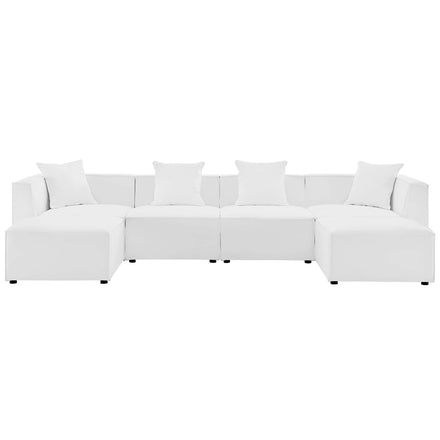 Saybrook 6-Piece Outdoor Patio Upholstered Sectional Sofa in White