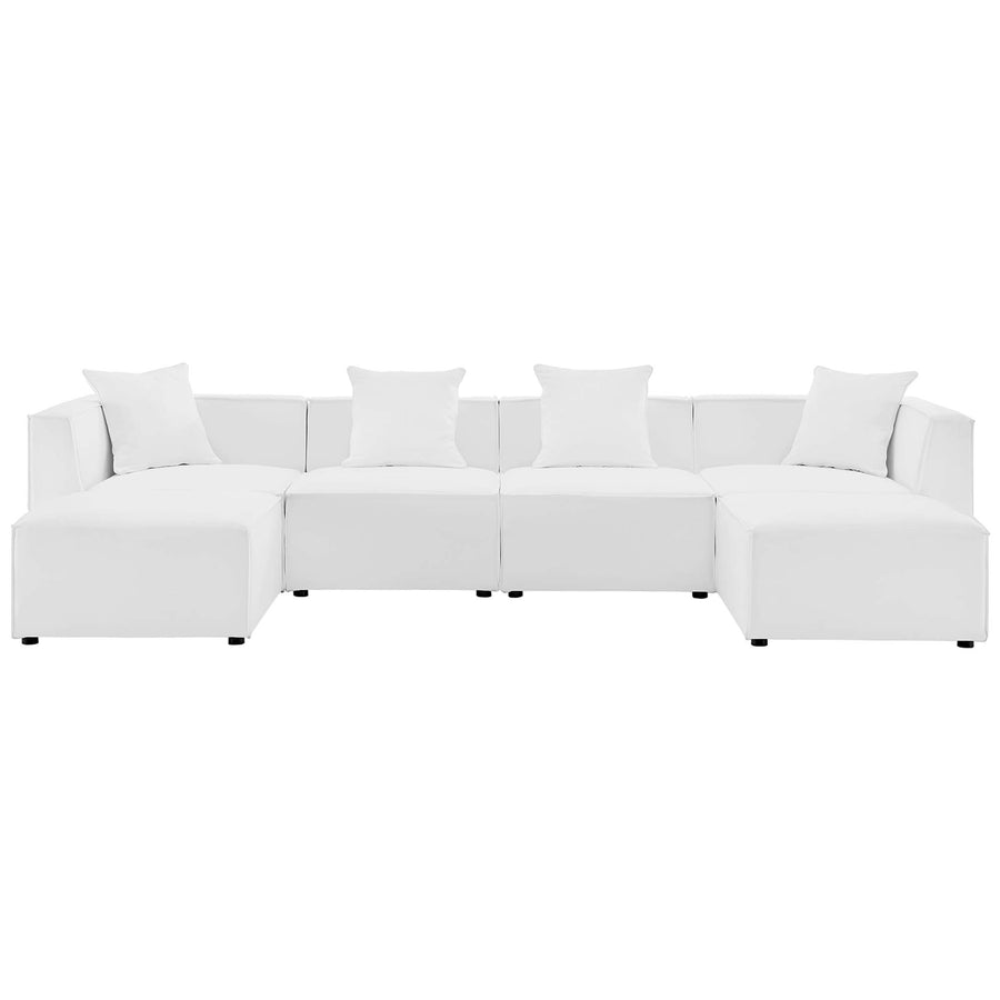 Heath 6-Piece Outdoor Patio Upholstered Sectional Sofa in White