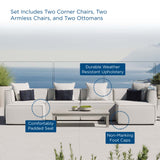 Heath 6-Piece Outdoor Patio Upholstered Sectional Sofa in White