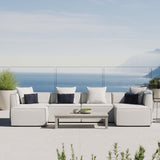 Heath 6-Piece Outdoor Patio Upholstered Sectional Sofa in White