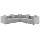Heath 5-Piece Outdoor Patio Upholstered Sectional Sofa in Gray