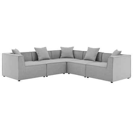 Saybrook 5-Piece Outdoor Patio Upholstered Sectional Sofa in Gray