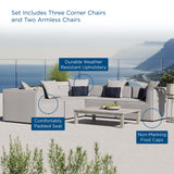 Heath 5-Piece Outdoor Patio Upholstered Sectional Sofa in Gray
