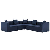 Heath 5-Piece Outdoor Patio Upholstered Sectional Sofa in Navy