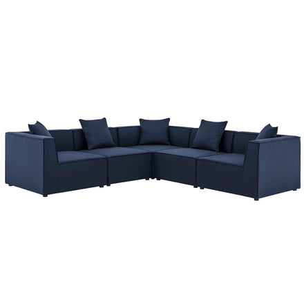 Saybrook 5-Piece Outdoor Patio Upholstered Sectional Sofa in Navy