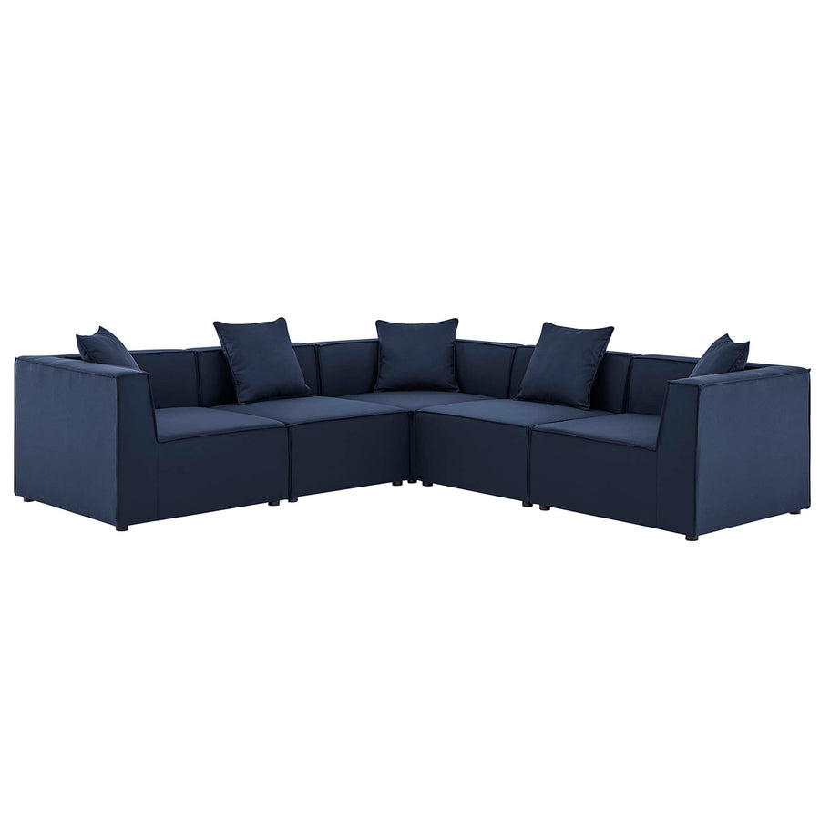 Heath 5-Piece Outdoor Patio Upholstered Sectional Sofa in Navy