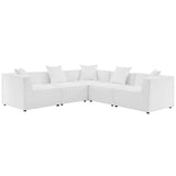 Heath 5-Piece Outdoor Patio Upholstered Sectional Sofa in White