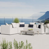 Heath 5-Piece Outdoor Patio Upholstered Sectional Sofa in White