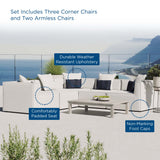 Heath 5-Piece Outdoor Patio Upholstered Sectional Sofa in White