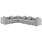 Heath 6-Piece Outdoor Patio Upholstered Sectional Sofa in Gray