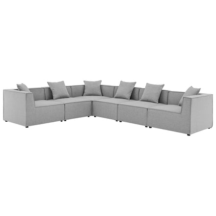 Saybrook 6-Piece Outdoor Patio Upholstered Sectional Sofa in Gray