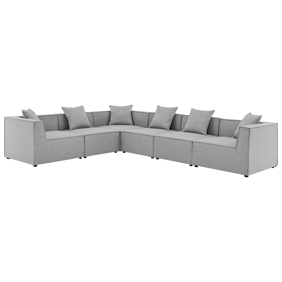 Heath 6-Piece Outdoor Patio Upholstered Sectional Sofa in Gray