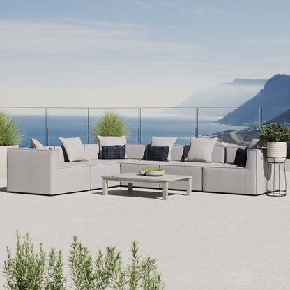 Saybrook 6-Piece Outdoor Patio Upholstered Sectional Sofa by Furniture For America
