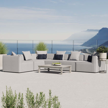 Saybrook 6-Piece Outdoor Patio Upholstered Sectional Sofa in Gray