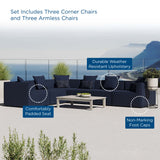 Heath 6-Piece Outdoor Patio Upholstered Sectional Sofa in Navy