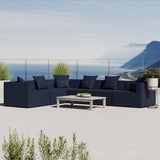 Heath 6-Piece Outdoor Patio Upholstered Sectional Sofa in Navy