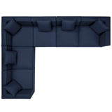 Heath 6-Piece Outdoor Patio Upholstered Sectional Sofa in Navy