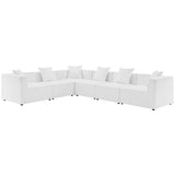 Heath 6-Piece Outdoor Patio Upholstered Sectional Sofa in White