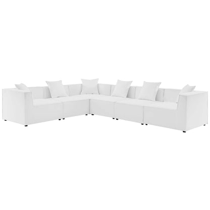 Saybrook 6-Piece Outdoor Patio Upholstered Sectional Sofa by Furniture For America