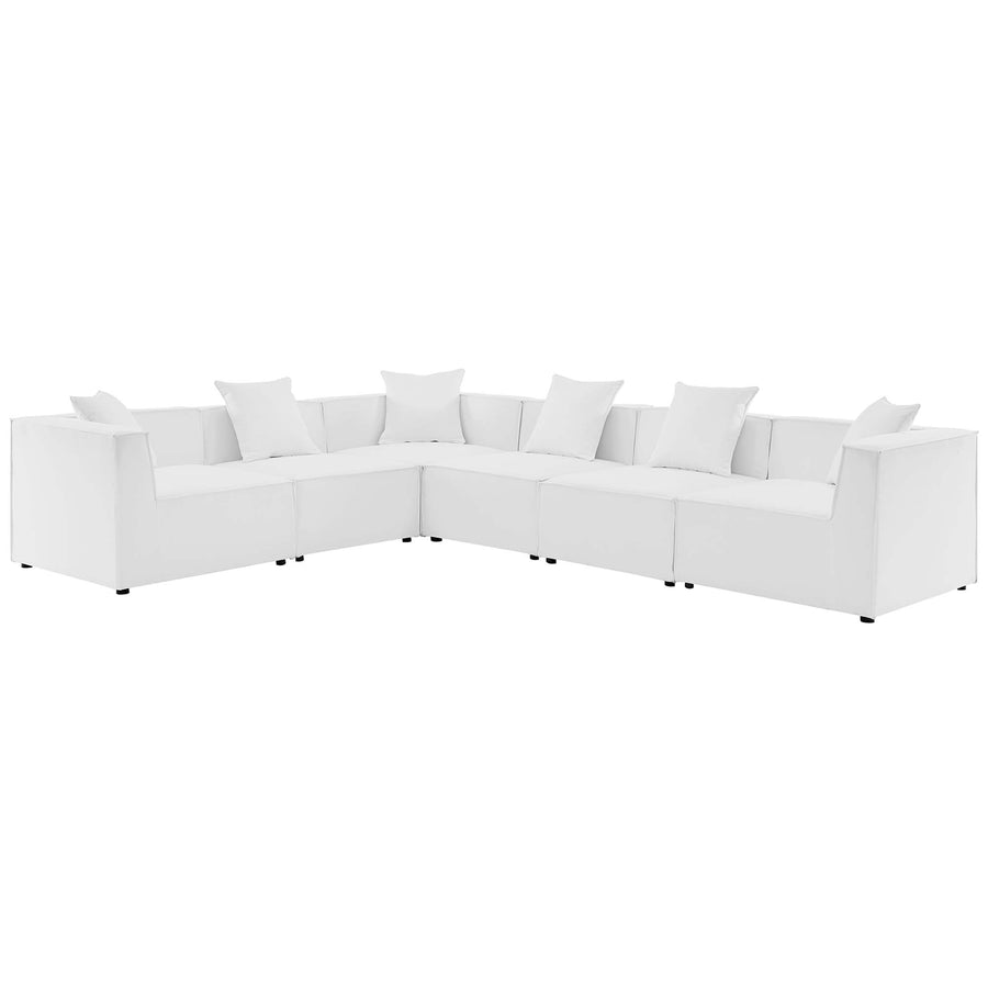 Heath 6-Piece Outdoor Patio Upholstered Sectional Sofa in White