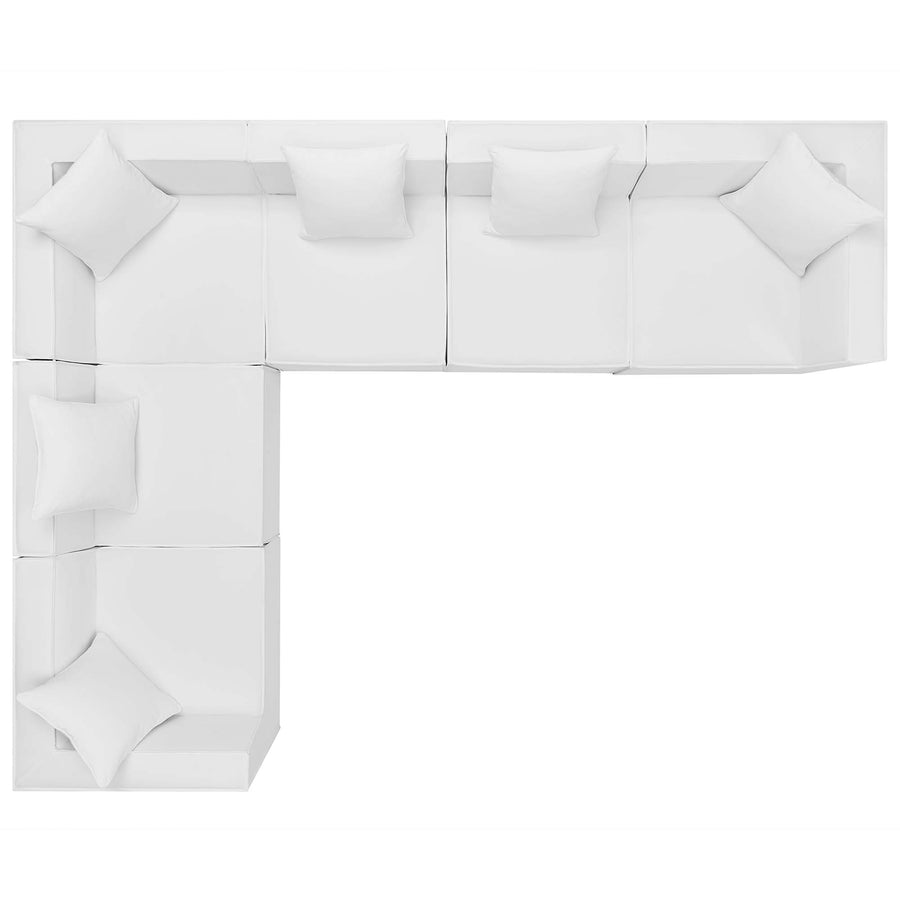 Heath 6-Piece Outdoor Patio Upholstered Sectional Sofa in White