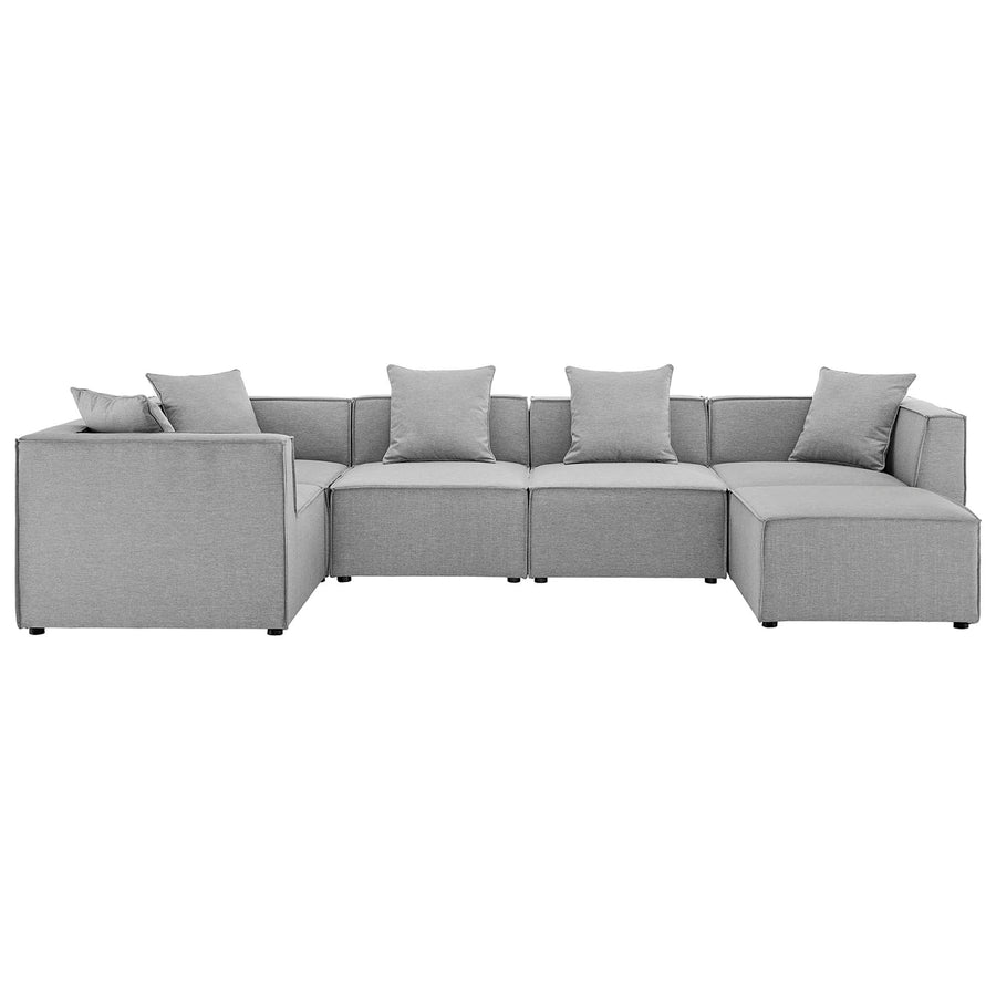 Heath 6-Piece Outdoor Patio Upholstered Sectional Sofa in Gray