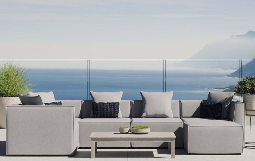 Heath 6-Piece Outdoor Patio Upholstered Sectional Sofa in Gray
