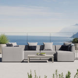 Heath 6-Piece Outdoor Patio Upholstered Sectional Sofa in Gray
