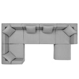 Heath 6-Piece Outdoor Patio Upholstered Sectional Sofa in Gray