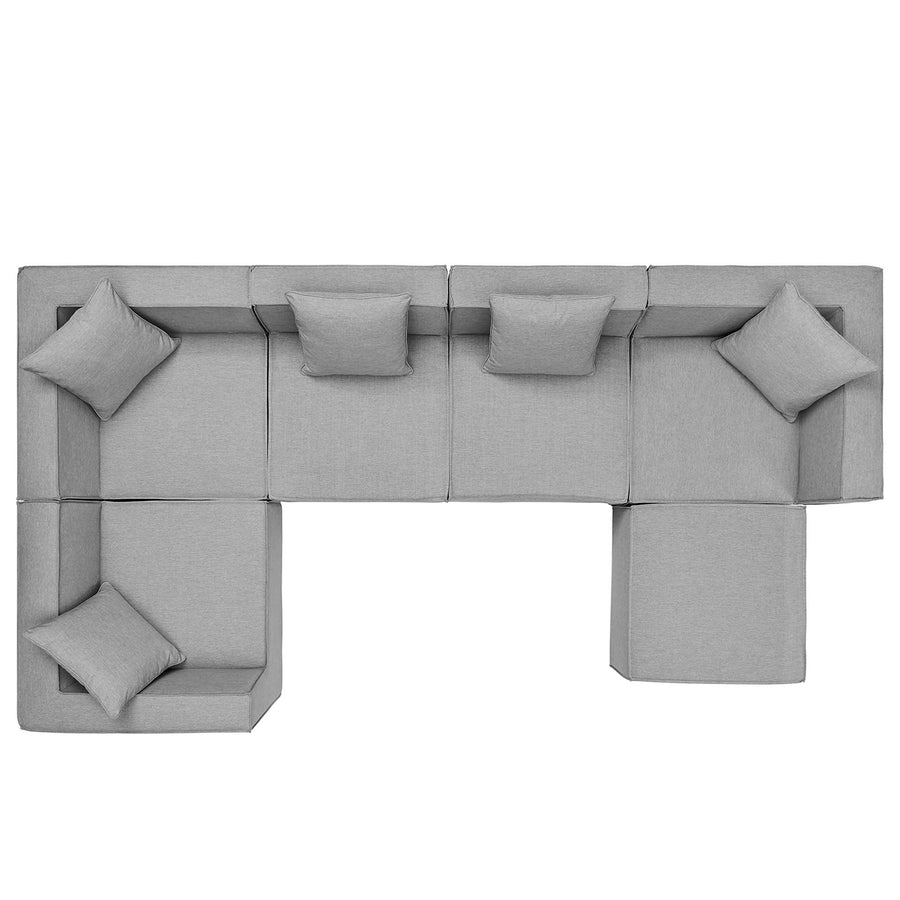 Heath 6-Piece Outdoor Patio Upholstered Sectional Sofa in Gray