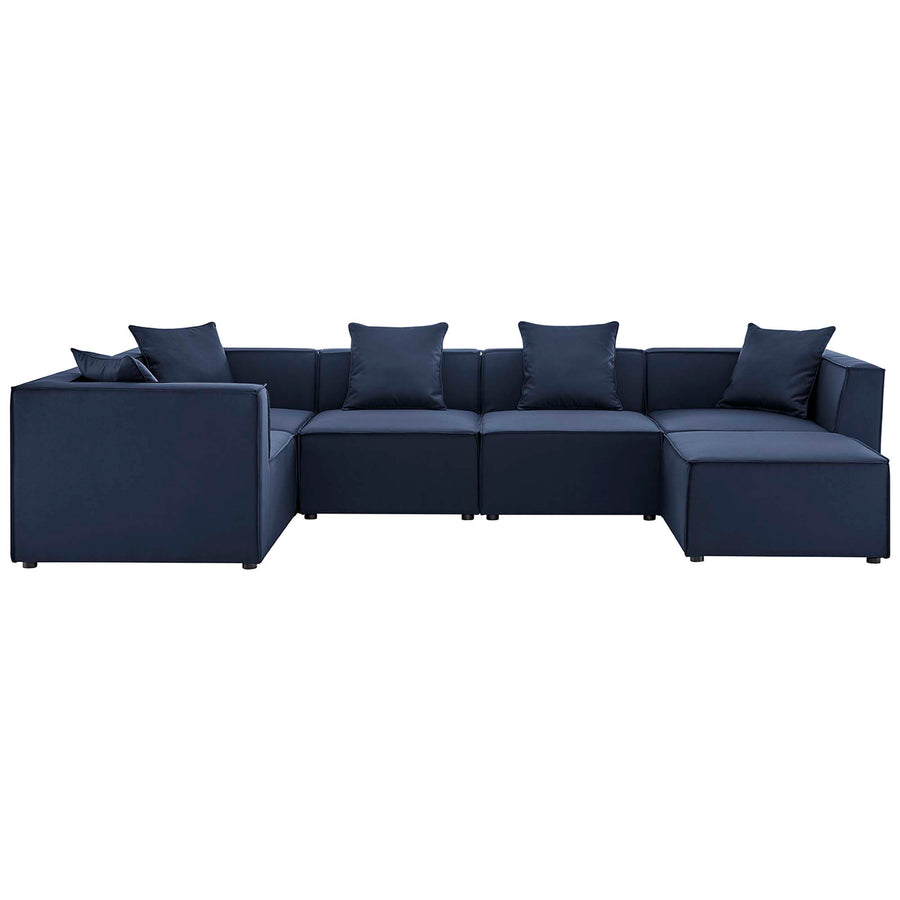 Heath 6-Piece Outdoor Patio Upholstered Sectional Sofa in Navy