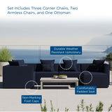 Heath 6-Piece Outdoor Patio Upholstered Sectional Sofa in Navy