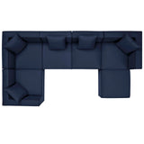 Heath 6-Piece Outdoor Patio Upholstered Sectional Sofa in Navy