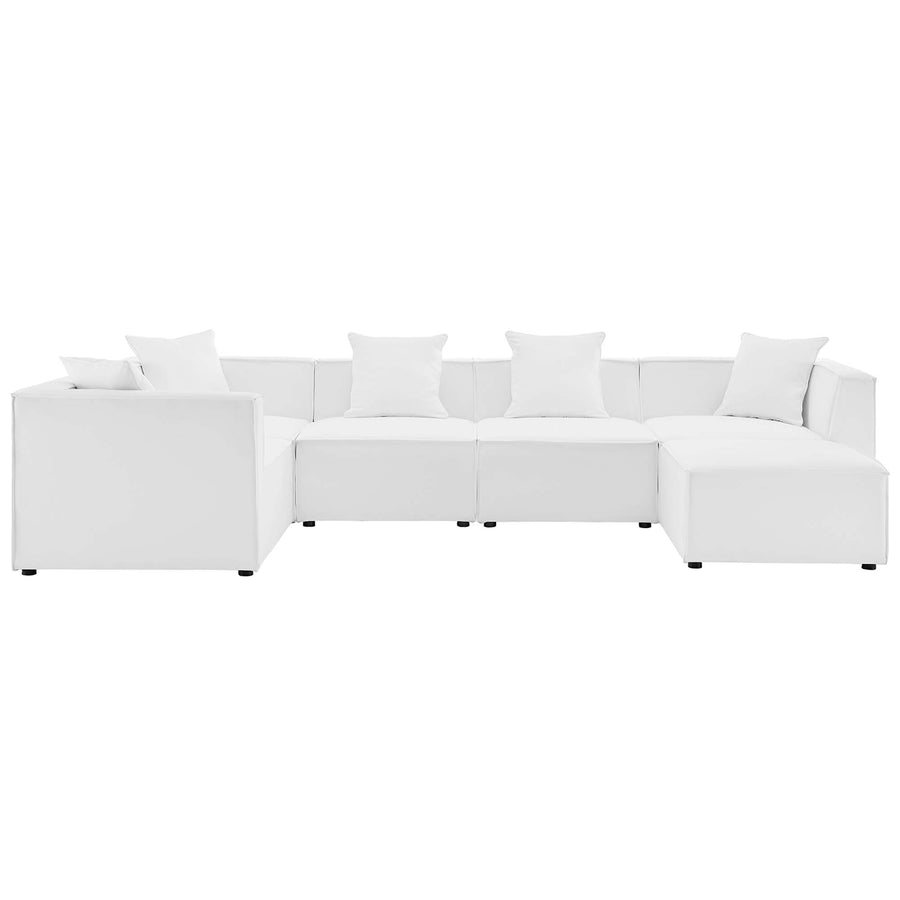 Heath 6-Piece Outdoor Patio Upholstered Sectional Sofa in White