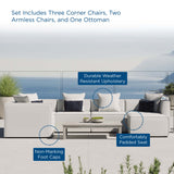 Heath 6-Piece Outdoor Patio Upholstered Sectional Sofa in White