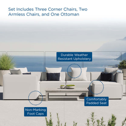 Saybrook 6-Piece Outdoor Patio Upholstered Sectional Sofa by Furniture For America