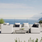 Heath 6-Piece Outdoor Patio Upholstered Sectional Sofa in White
