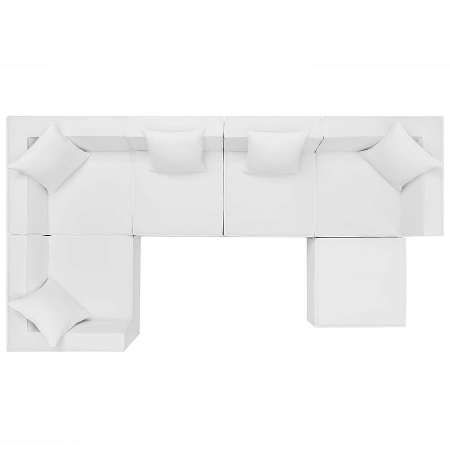 Heath 6-Piece Outdoor Patio Upholstered Sectional Sofa in White
