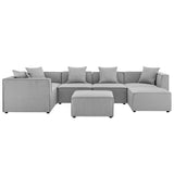Heath 7-Piece Outdoor Patio Upholstered Sectional Sofa in Gray