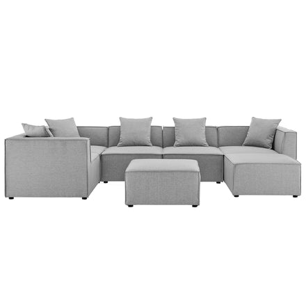 Saybrook 7-Piece Outdoor Patio Upholstered Sectional Sofa in Gray