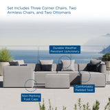 Heath 7-Piece Outdoor Patio Upholstered Sectional Sofa in Gray
