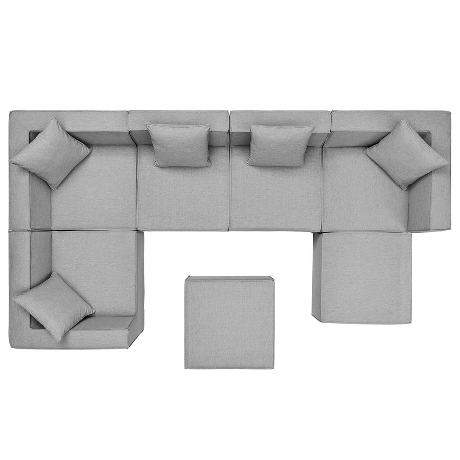 Heath 7-Piece Outdoor Patio Upholstered Sectional Sofa in Gray