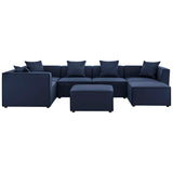 Heath 7-Piece Outdoor Patio Upholstered Sectional Sofa in Navy