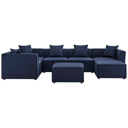 Saybrook 7-Piece Outdoor Patio Upholstered Sectional Sofa in Navy