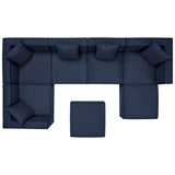 Heath 7-Piece Outdoor Patio Upholstered Sectional Sofa in Navy