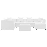 Heath 7-Piece Outdoor Patio Upholstered Sectional Sofa in White