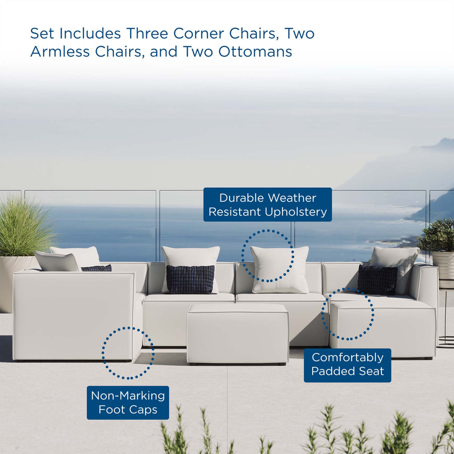 Heath 7-Piece Outdoor Patio Upholstered Sectional Sofa in White