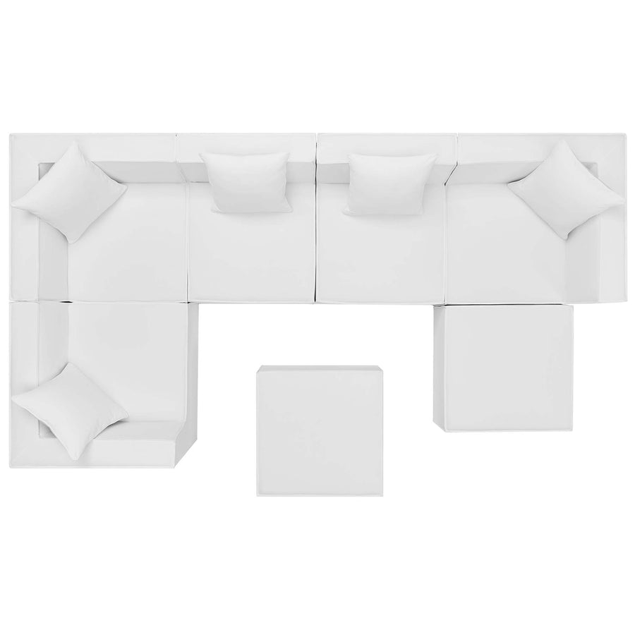 Heath 7-Piece Outdoor Patio Upholstered Sectional Sofa in White